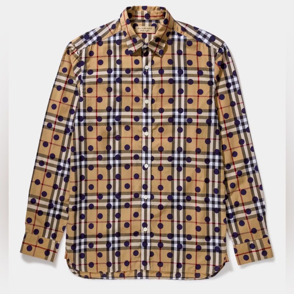 NWOT! Burberry Polka Dot Nova Plaid Button Down Shirt S/P  $850